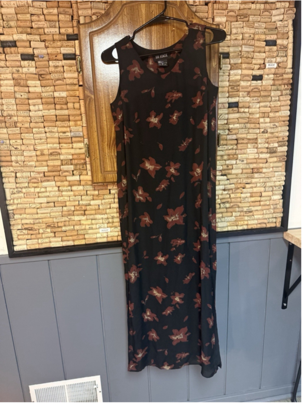 Vintage 111 State Silk Floral Shift Maxi Dress With Side Slits XS Whimsigoth